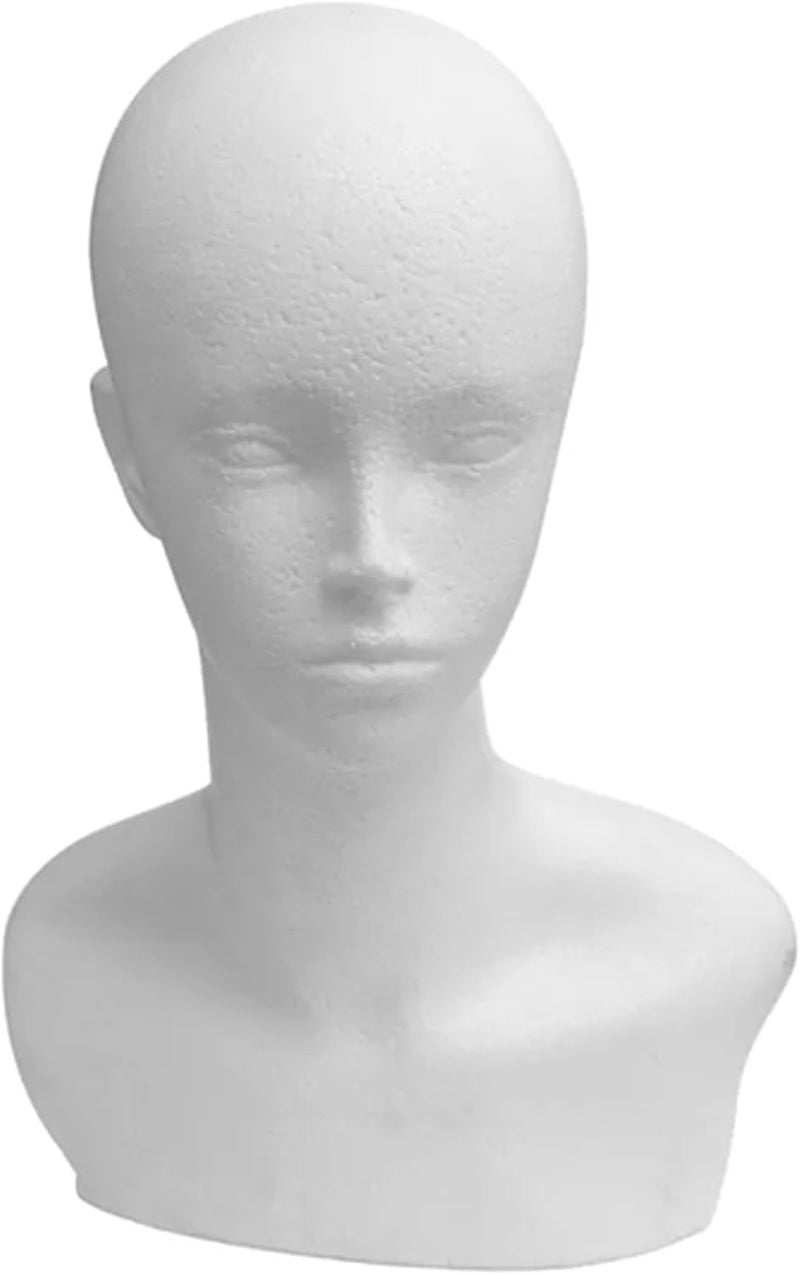 Polystyrene and Plastic Mannequin Display Male Female Head in White Silver Black Swan Neck and Durable Plastic 1 x Female Shoulder Head