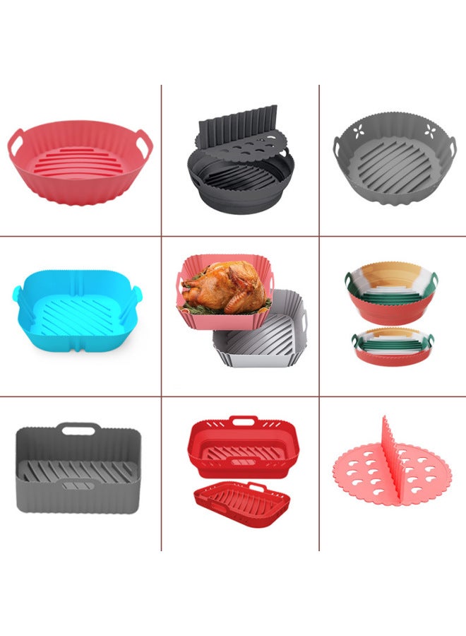 Square Air Fryer Silicone Pot Baking Tray Air Fryer Silicone Mat Daily Kitchen Baking Utensils Square Coated Tray-Specifications:Baking Pan Heat Insulation Hand Clip (gray) - Image 3
