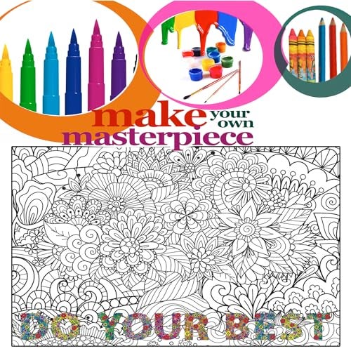ALNETI Giant Coloring Poster for Adults and Kids - Large Wall Coloring Posters for Adults at Work Office Motivational - Huge Tree of Life to Color for Classroom - Extra Large Adult Sheet Big Jumbo Size - Image 4