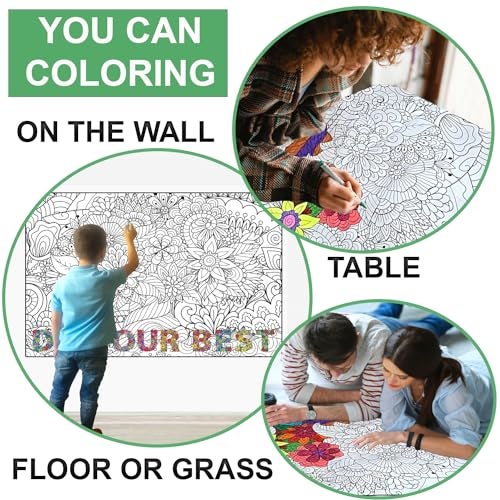 ALNETI Giant Coloring Poster for Adults and Kids - Large Wall Coloring Posters for Adults at Work Office Motivational - Huge Tree of Life to Color for Classroom - Extra Large Adult Sheet Big Jumbo Size - Image 2