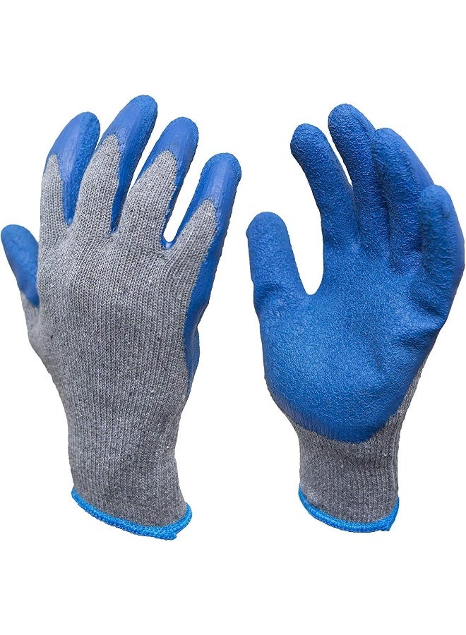 Royal Apex Rubber Latex Double Coated Work Gloves With Grip For Construction Gardening Gloves Heavy Duty Cotton Blend Blue Uni Size 1 Pair - Image 1