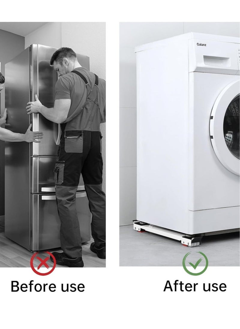 "Adjustable Washing Machine Wheels with Non-Slip Shock-Absorbing Rubber Base – 300kg Load Capacity, for Washers, Dryers, Refrigerators, Sofas, Cupboards"