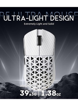 ماوس الألعاب اللاسلكي R5Ultra 8K المصنوع من ألياف الكربون، بدقة 42000 نقطة في البوصة، مزود بمستشعر PAW3950 MAX، ووزن خفيف للغاية يبلغ 39 غرامًا، وشريحة Nordic 52840 MCU، قابل للبرمجة سلكيًا/بلوتوث/لاسلكيًا بتردد 2.4 جيجاهرتز، متوافق مع أجهزة الكمبيوتر الشخصية وأجهزة ماك. - view 2