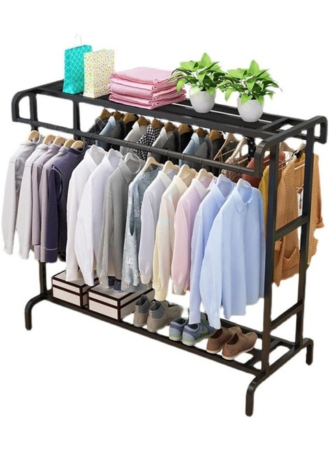 Heavy Duty Clothes Rack with Side Hanger Large Storage Capacity Clothes Organizer and Metal Stand 150 x 50 x 145 cm