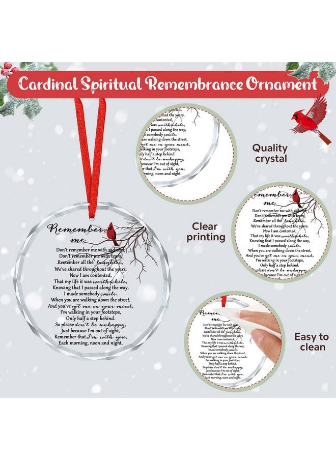 Sieral Sieral 1 Pc Memorial Christmas Ornaments Sympathy Gifts Memory Crystal Christmas Tree Decorations Remember Me Ornaments for Loss of Loved One Bereavement Xmas Gifts (Cardinal Style)  - Image 3