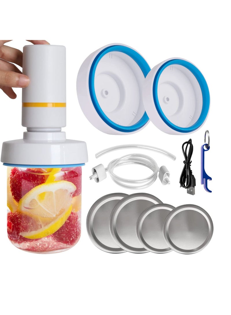 Electric Mason Jar Vacuum Sealer and Accessory Hose Compatible with FoodSaver Sealer, Attachment Kit for Wide  Regular Mouth Jars, Jars Sealing Hood Food Storage - Image 1
