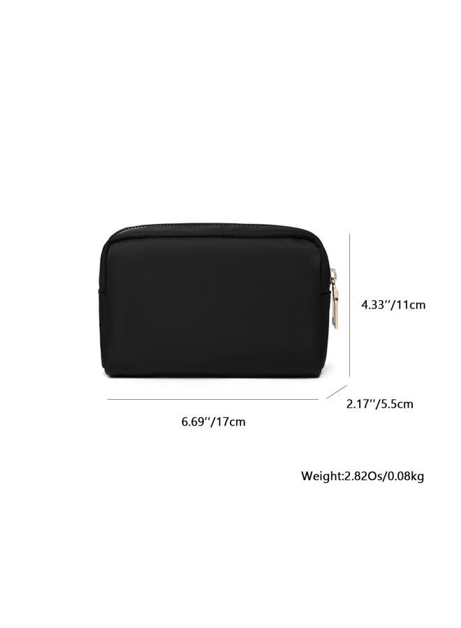 YONBEN Waterproof Makeup Bag Large Capacity Women's Classic Black Wash Bag, Adjustable Partition Wash Bag, Brush and Cosmetic Carrying Bag, Black Nylon, Simple - Image 2