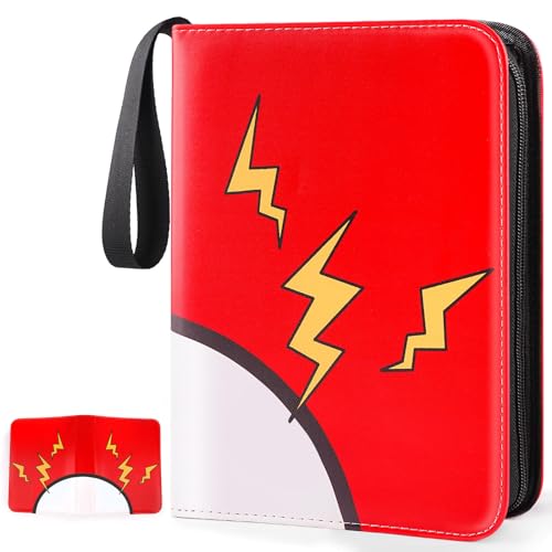 GOROMA Card Binder 4Pockets 400 Pockets Card Holder with 50 Removable Sleeves Trading Card Collector Zipper Album Holder Red - Image 1