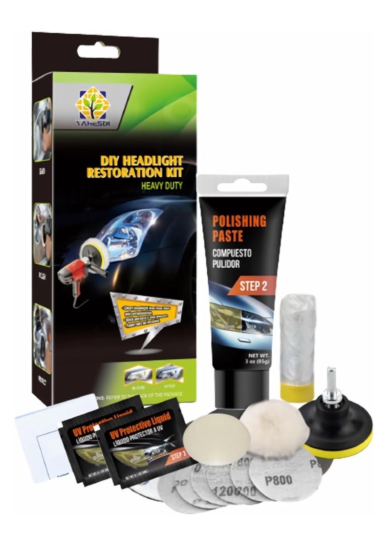 يو إل اتش واي سي مجموعة ترميم المصابيح الأمامية للسيارات من ULHYC، تعمل على ترميم وتلميع المصابيح الأمامية، مجموعة إصلاح كهربائية للعناية بالسيارة، تعيد المصابيح الأمامية إلى حالتها الجديدة - Image 1