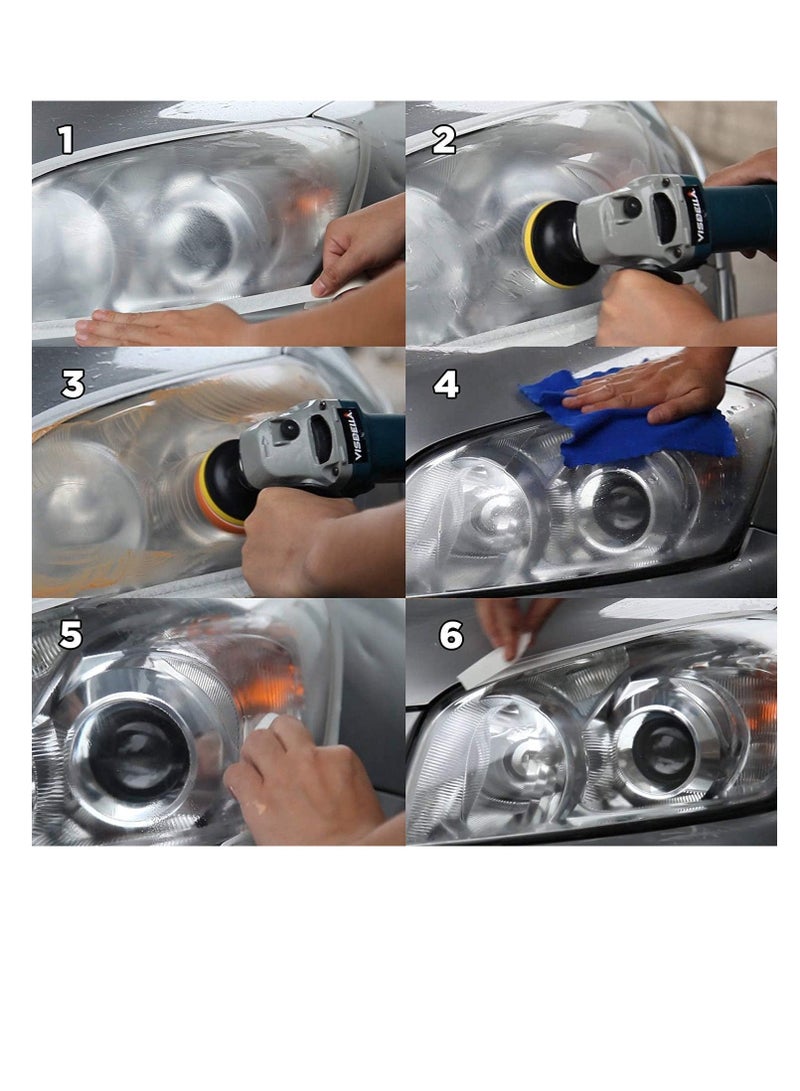 يو إل اتش واي سي مجموعة ترميم المصابيح الأمامية للسيارات من ULHYC، تعمل على ترميم وتلميع المصابيح الأمامية، مجموعة إصلاح كهربائية للعناية بالسيارة، تعيد المصابيح الأمامية إلى حالتها الجديدة - Image 4