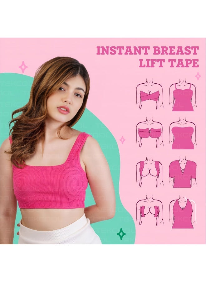 شارلي مجموعة تصفيف شريط الثدي - تتضمن لفة شريط رفع الثدي اللطيفة على البشرة، و36 شريطًا لاصقًا أنيقًا مزدوج الجوانب، و10 لاصقات حلمة للاستخدام مرة واحدة، وغطاء حلمة سيليكون قابل لإعادة الاستخدام - دعم غير مرئي للملابس بدون ظهر وبدون حمالات وملابس منخفضة الارتفاع - لاصق مقاوم للماء وذو درجة طبية - مثالي لأزياء النساء والفعاليات والثقة اليومية - Image 5