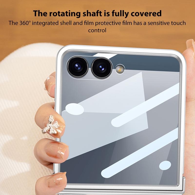 جي كي كي جراب هاتف Samsung Galaxy Z Flip7 5G مدمج فائق النحافة مع حزام مفصلي وغطاء كامل (وردي) - Image 5