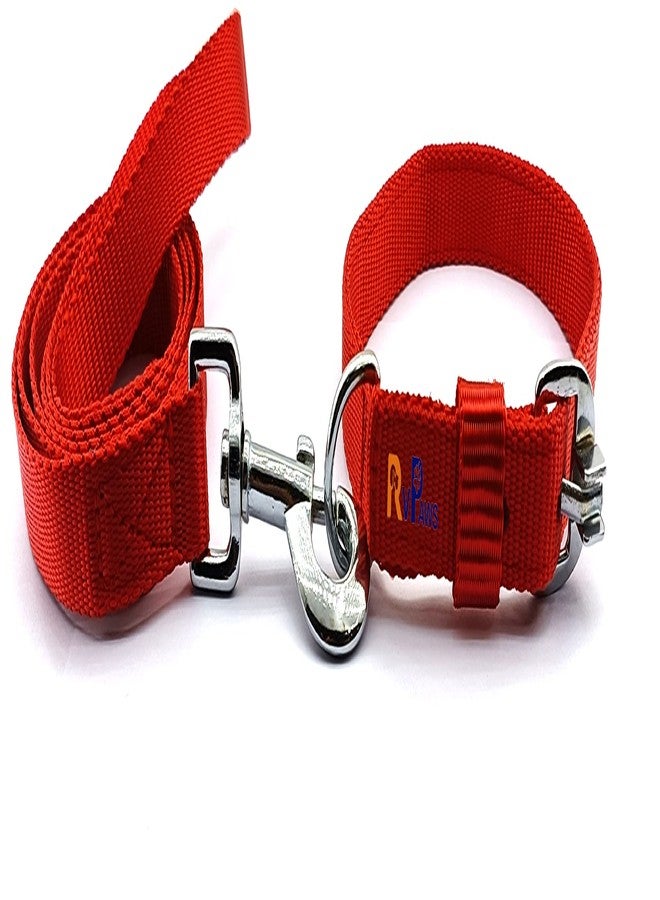 Pups&Pets 22 MM Leash and Collar Set Suitable for Puppies of All Breeds Dog Adjustable Soft Nylon Plain Strip Dog Collar & Leash Set for Small and Medium Breeds Dog 0.75 inch Collar Leash Set (Red) - Image 2