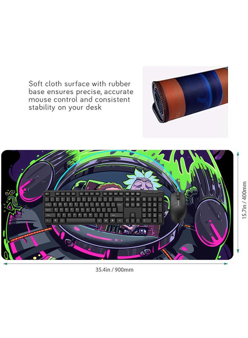 Gaming Mouse Pad, Custom Design Stitched Edges Waterproof Non-Slip Rubber Base Mousepad Great for Laptop, Extended Large Mouse Mat Desk Pad, Computer and PC(35.4x15.7inch) - Image 2