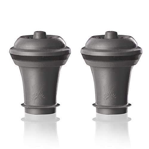 Vacu Vin Wine Saver Vacuum Stoppers  Set of 2  Gray  for Wine Bottles  Keep Wine Fresh for Up to a Week with Airtight Seal  Compatible with Vacu Vin Wine Saver Pump