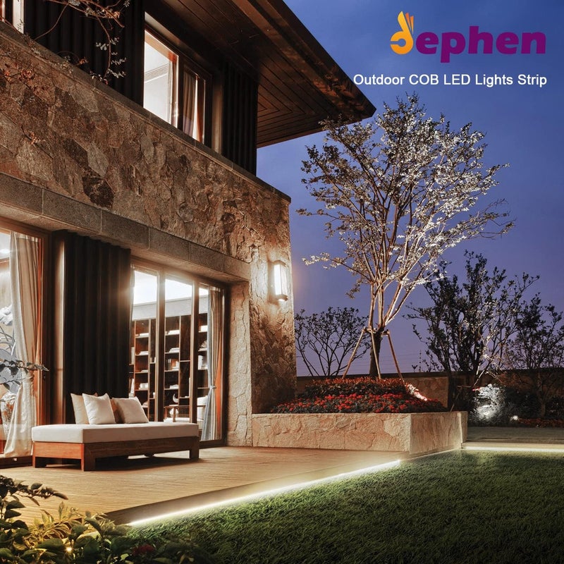 أضواء شريط LED COB 16.4 قدم/5 متر، مقاوم للماء IP67 شريط أضواء LED 6500K، 528 LED/متر 24V معتمدة من UL أضواء حبل LED، شريط ضوء 3M مرن لديكور الإضاءة الداخلية والخارجية (لا يشمل مصدر الطاقة) - Image 2