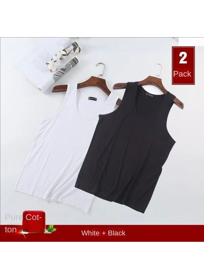 قميص داخلي قطني صيفي فضفاض مقاس كبير رقيق للرياضة بدون أكمام للياقة البدنية للرجال قميص داخلي كامل القطن - Image 1
