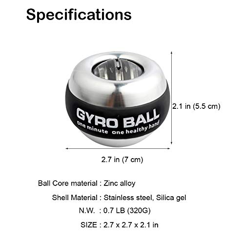 GOZATO Auto-Start Wrist Power Gyro Ball with LED Lights, Wrist Strengthener and Forearm Exerciser for Stronger Arm Fingers and Muscle - Image 2