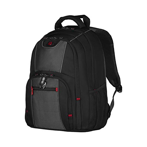 Wenger PILLAR 16 Inch Laptop Backpack, Triple Protect Compartment with Case-Stabilising Platform in Black/Grey (25 Litre)-blend of style & function, Swiss designed, 600633 - Image 1