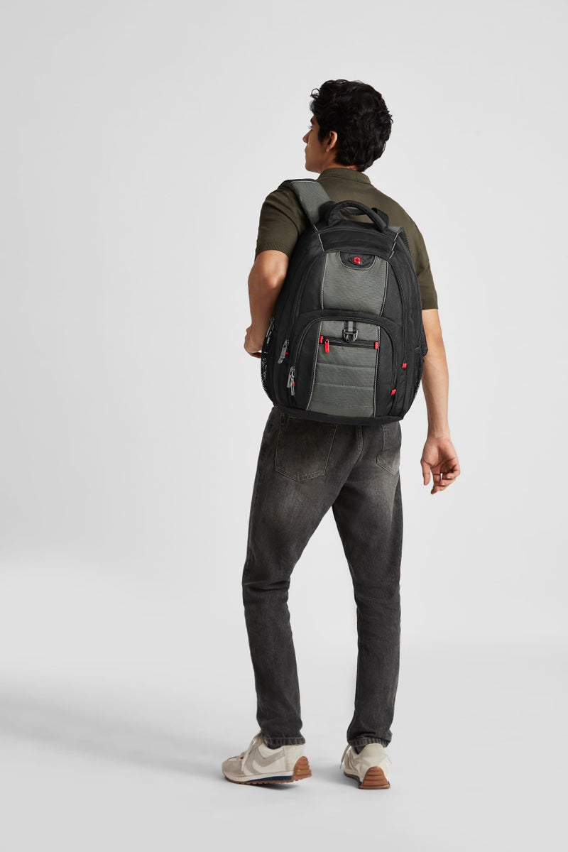 Wenger PILLAR 16 Inch Laptop Backpack, Triple Protect Compartment with Case-Stabilising Platform in Black/Grey (25 Litre)-blend of style & function, Swiss designed, 600633 - Image 2