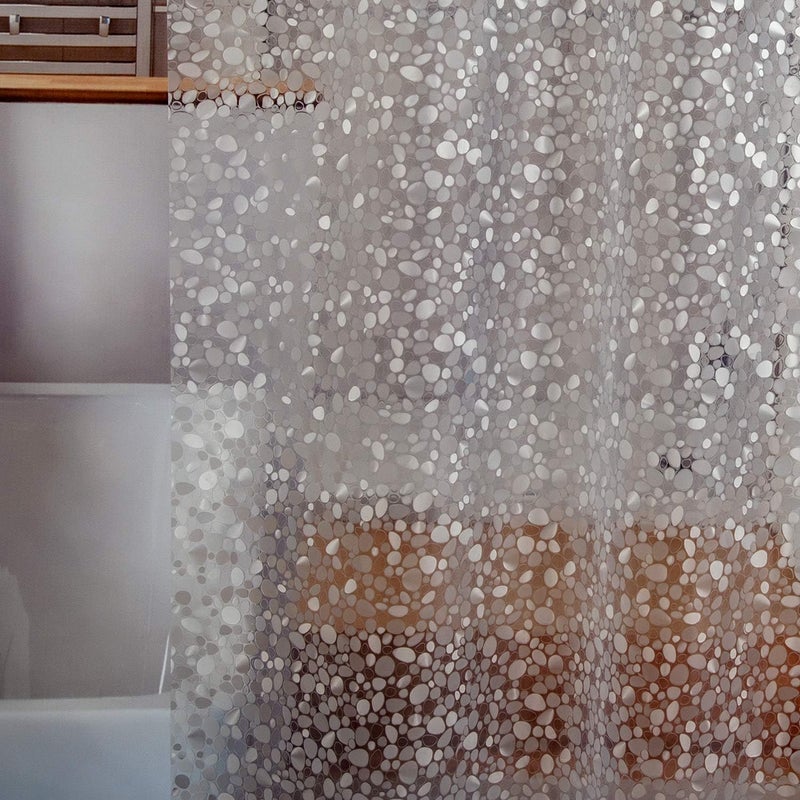 Bostofy Waterproof Shower Curtain Liner 8G EVA Thick Shower Curtain with Heavy Duty 3 Bottom Magnets Shower Liner for Shower Stall Bathtubs 3D Pebble Pattern 72 x 7212 Hooks - Image 1