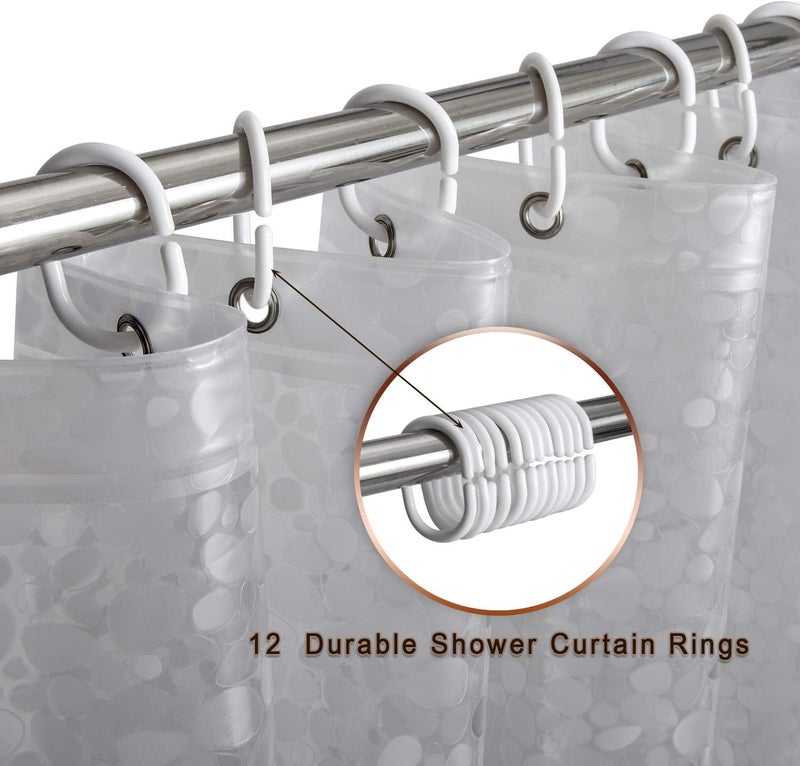Bostofy Waterproof Shower Curtain Liner 8G EVA Thick Shower Curtain with Heavy Duty 3 Bottom Magnets Shower Liner for Shower Stall Bathtubs 3D Pebble Pattern 72 x 7212 Hooks - Image 4