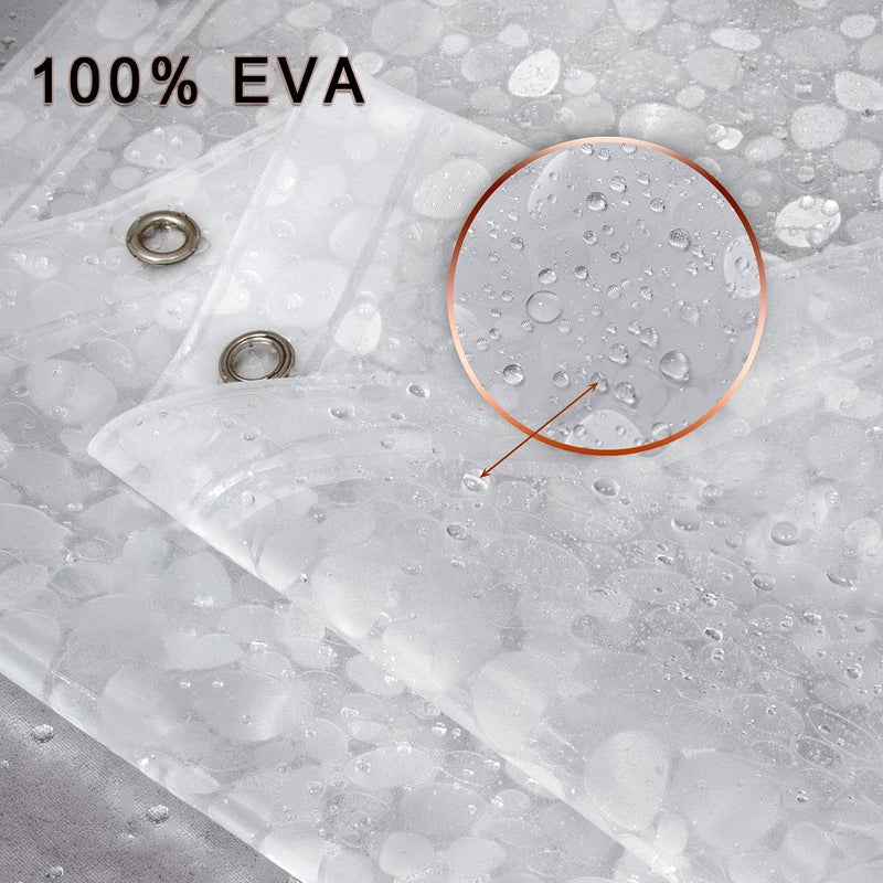 Bostofy Waterproof Shower Curtain Liner 8G EVA Thick Shower Curtain with Heavy Duty 3 Bottom Magnets Shower Liner for Shower Stall Bathtubs 3D Pebble Pattern 72 x 7212 Hooks - Image 2