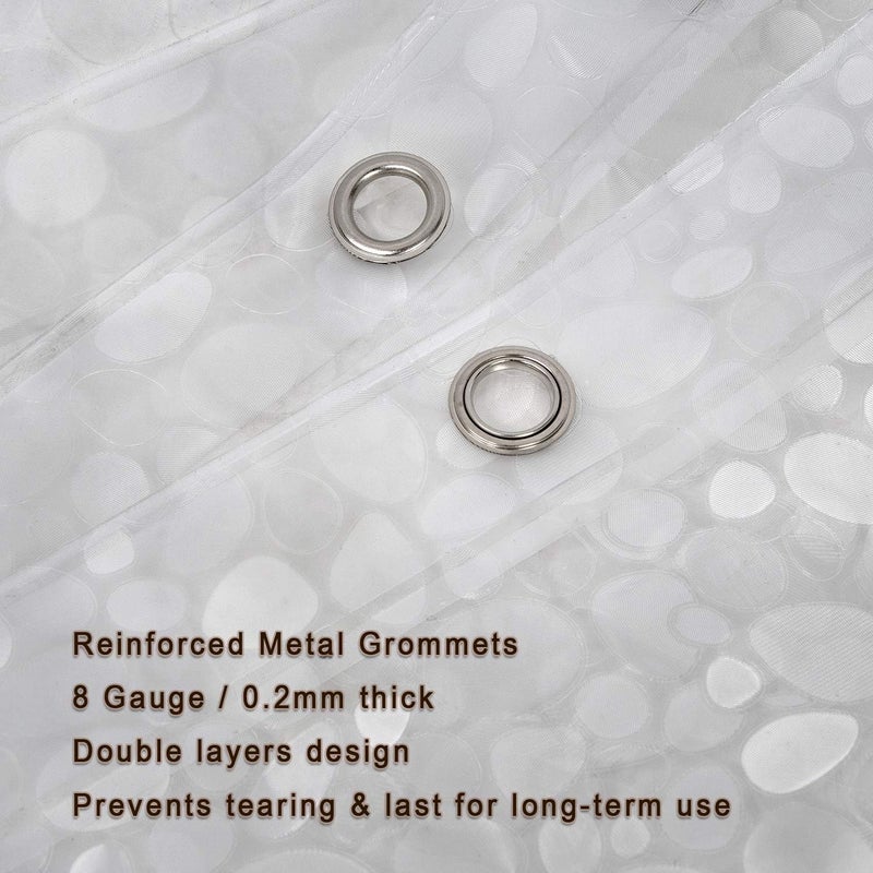 Bostofy Waterproof Shower Curtain Liner 8G EVA Thick Shower Curtain with Heavy Duty 3 Bottom Magnets Shower Liner for Shower Stall Bathtubs 3D Pebble Pattern 72 x 7212 Hooks - Image 5