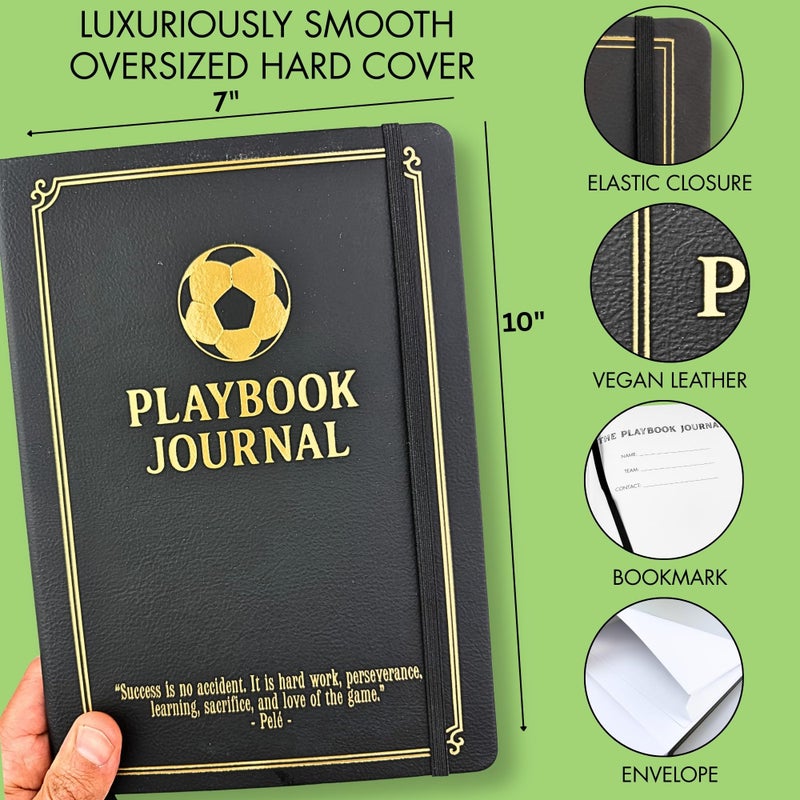 Field Equipt Soccer Coach Playbook Planner & Notebook, Dry Erase Back Cover Tactical Board, Black Vegan Leather Journal for Drills & Strategy, Coaching Essentials & Soccer Coach Gifts - Image 4