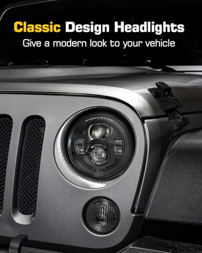 4X4FLSTC 7-Inches LED Headlights H6024 Round Non-halo Compatible with Jeep Wrangler TJ LJ CJ JK JKU Ford Chevy GMC Miata etc High/Low Sealed Beam Headlamp Replacement DOT Approved Black 1 Pair - Image 2