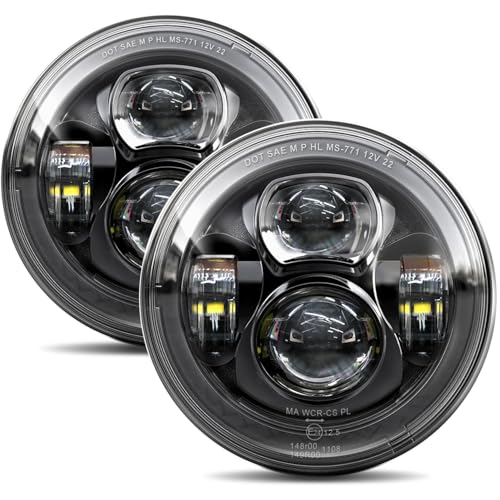 4X4FLSTC 7-Inches LED Headlights H6024 Round Non-halo Compatible with Jeep Wrangler TJ LJ CJ JK JKU Ford Chevy GMC Miata etc High/Low Sealed Beam Headlamp Replacement DOT Approved Black 1 Pair - Image 1