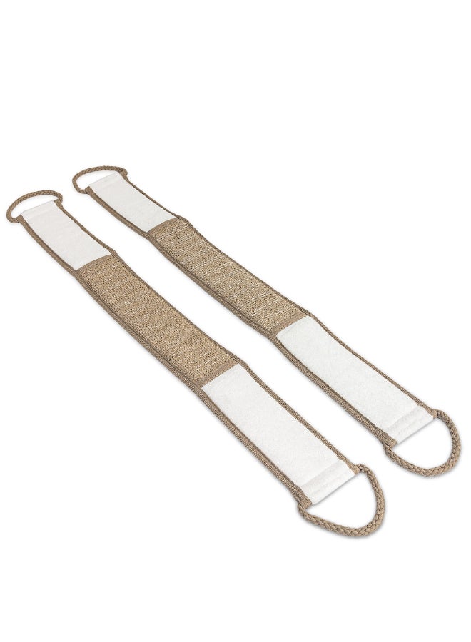 Eurow Beauty Bamboo Back Scrubber DualSided Exfoliating and Cleansing Shower Strap with Looped Handles Gentle for All Skin Types Reusable for Daily SpaLike Bath Experience 2Pack - Image 3