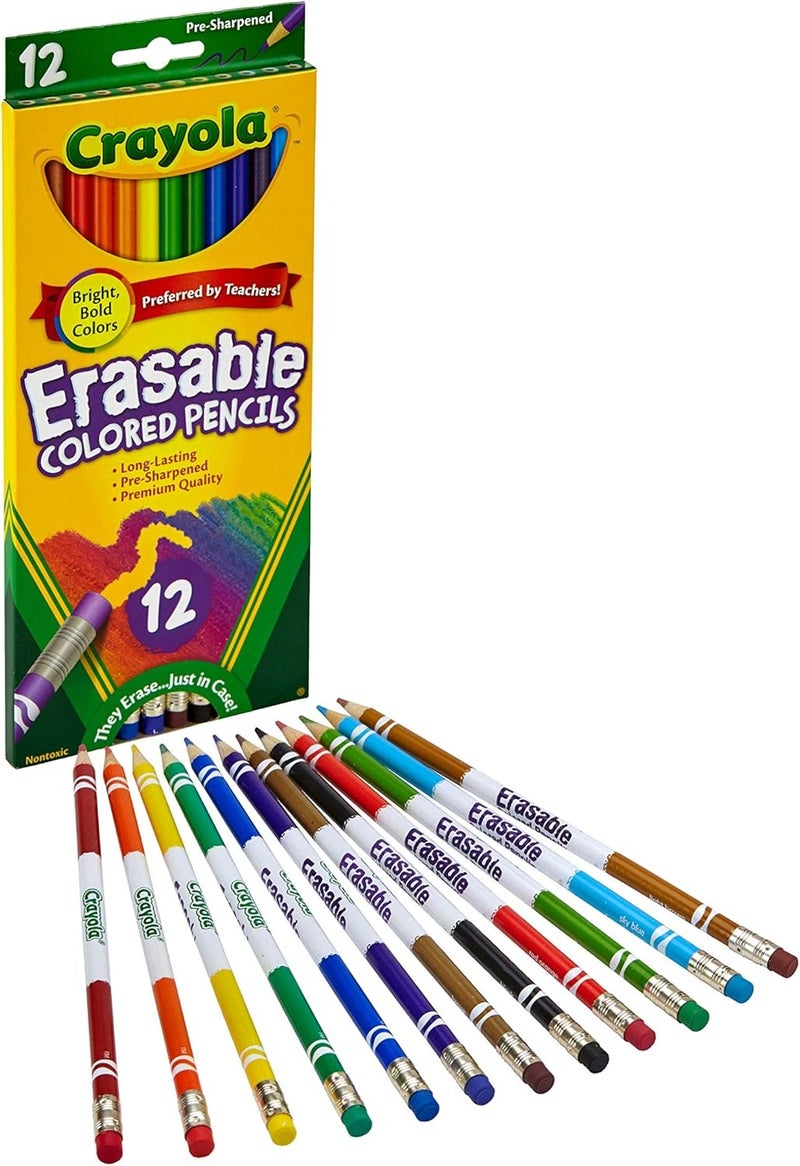 Crayola أقلام تلوين قابلة للمسح من كرايولا، لوازم مدرسية وفنية، هدية للأطفال، 12 قلم - Image 1