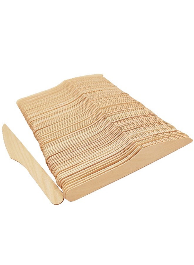 TANGTEA 200 Pack Disposable Knives - 6.5 Inch Length Wooden Cutlery - Biodegradable Silverware For Catering Formal Events, Parties, BBQ, Picnic, Camping, Travels, Weddings, Dinner And All Other Occasions - Image 1