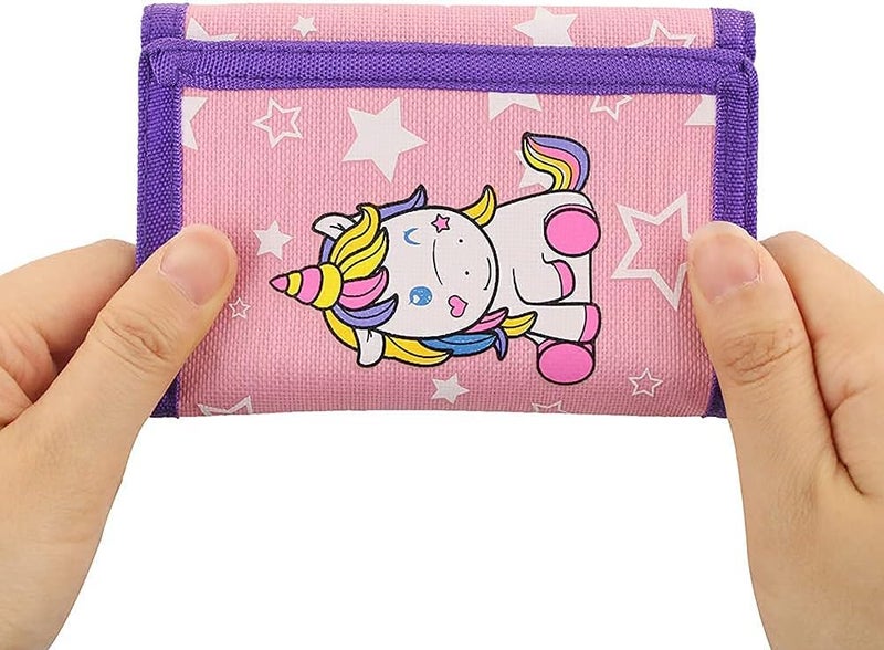 NEICY RFID Cartoon Canvas Wallet for Kids - Unicorn Trifold Outdoor Sports Wallets with Magic Sticker for Teen Girls - Image 3