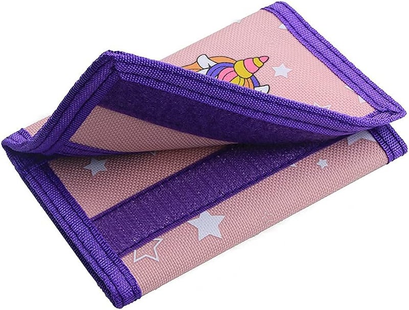 NEICY RFID Cartoon Canvas Wallet for Kids - Unicorn Trifold Outdoor Sports Wallets with Magic Sticker for Teen Girls - Image 2