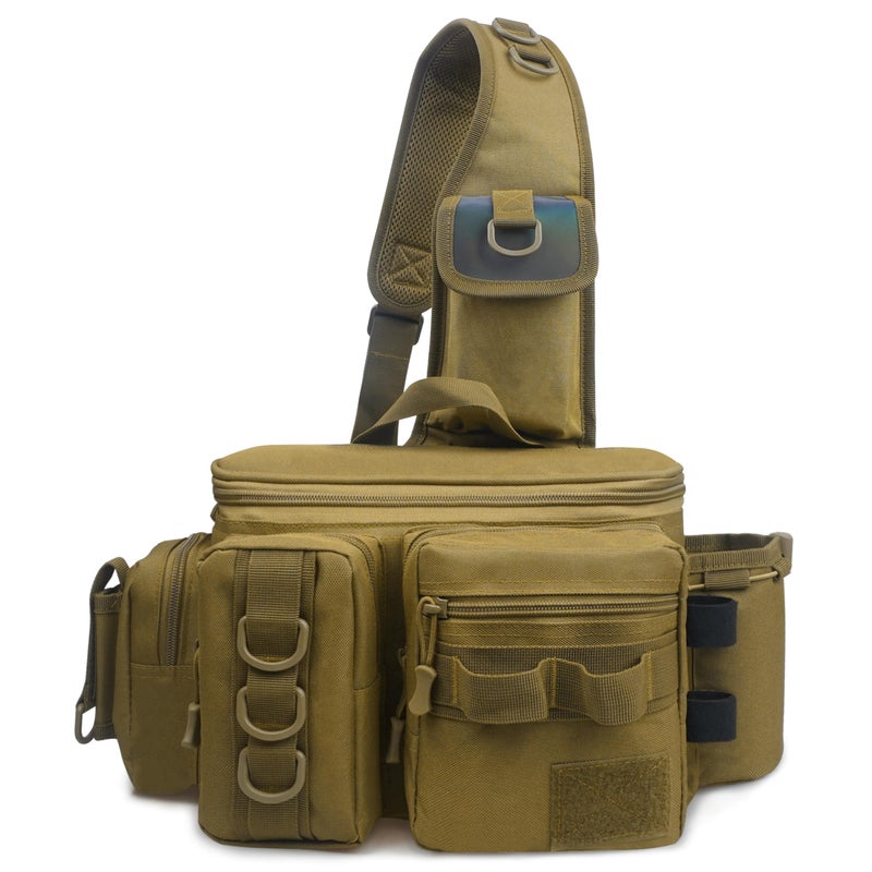 JOGFFDE Sling Tackle Bag Lightweight Fishing Backpack Waterproof Crossbody Tackle Storage Bag with Rod Holder Outdoor Fishing Shoulder Pack for Camping Hiking Hunting - Image 2