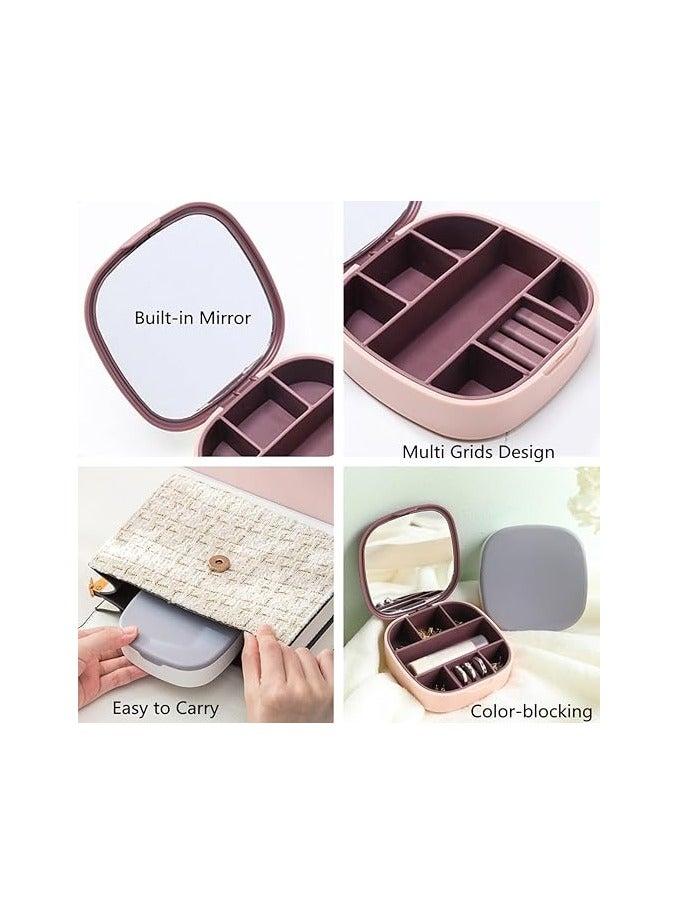 Small Jewellery Box, Travel Jeweller, , Small and Portable, Easy to Store When Traveling. For Earrings, Rings, Necklaces and Lipsticks - pink  - Image 4