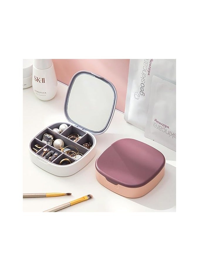 Small Jewellery Box, Travel Jeweller, , Small and Portable, Easy to Store When Traveling. For Earrings, Rings, Necklaces and Lipsticks - pink  - Image 1