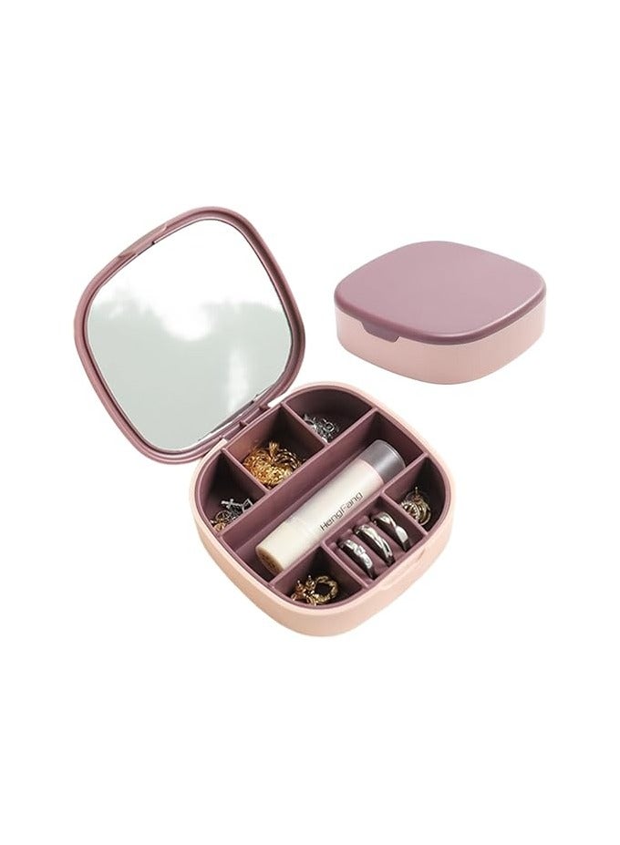 Small Jewellery Box, Travel Jeweller, , Small and Portable, Easy to Store When Traveling. For Earrings, Rings, Necklaces and Lipsticks - pink  - Image 2