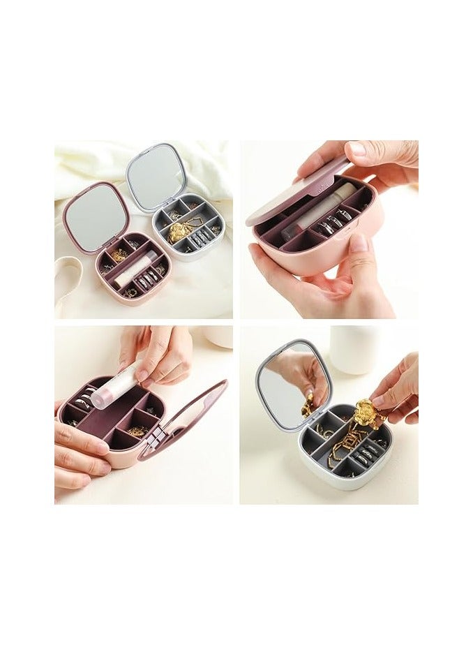 Small Jewellery Box, Travel Jeweller, , Small and Portable, Easy to Store When Traveling. For Earrings, Rings, Necklaces and Lipsticks - pink  - Image 5