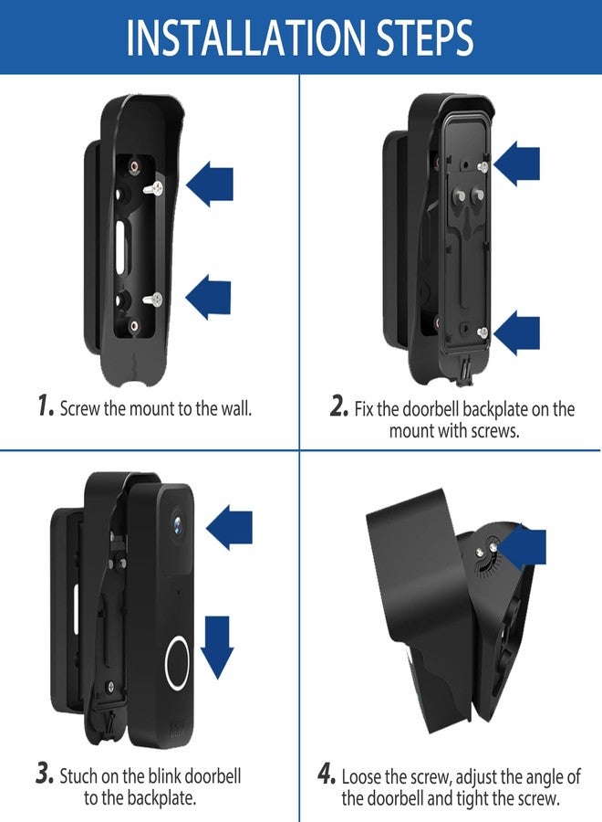 Averfeel Blink Doorbell Mount - Adjustable Angle Mount Kit, Black, Wall Mount - Image 5