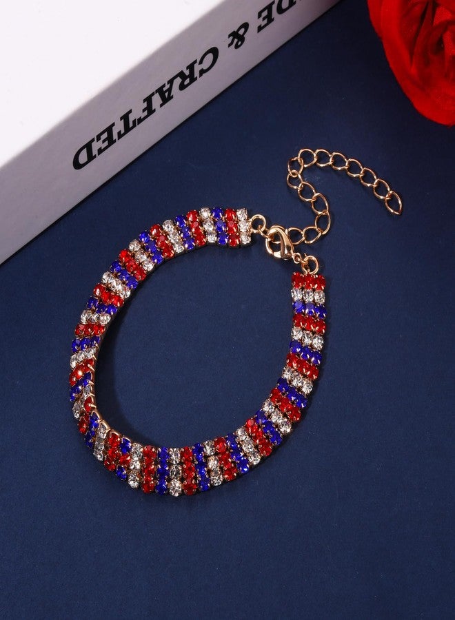 ARATLENCH 4 th of July Necklace Bling Red White and Blue Rhinestone Choker Necklace Adjustable American Flag Fourth of July Patriotic Chokers for Women (patriotic choker) - Image 4