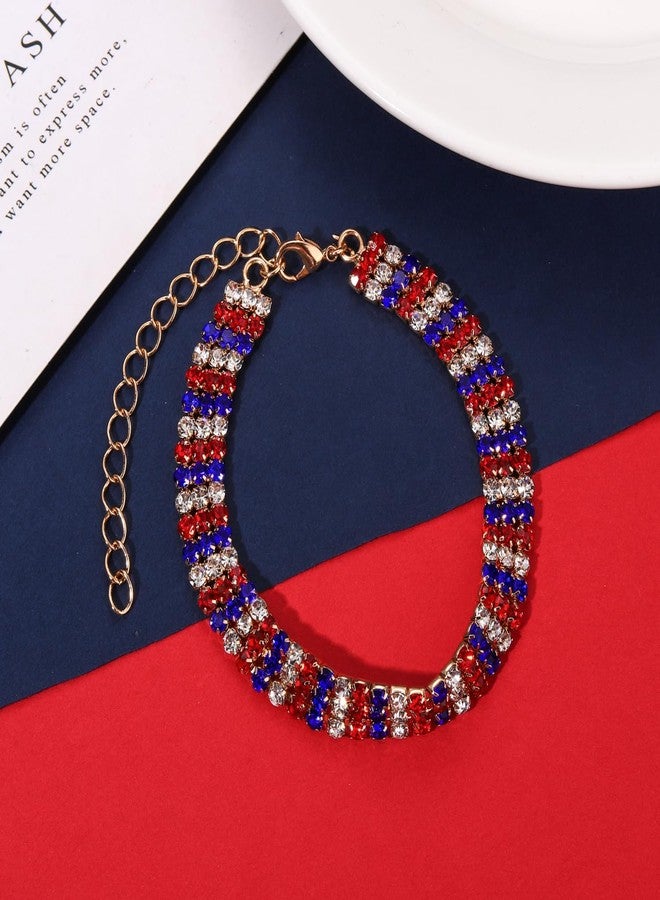 ARATLENCH 4 th of July Necklace Bling Red White and Blue Rhinestone Choker Necklace Adjustable American Flag Fourth of July Patriotic Chokers for Women (patriotic choker) - Image 5