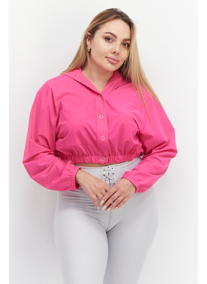 Women Sportswear Fit Long Sleeve Cropped Stretch Hoodie, Shocking Pink - pzsku/Z3E9D402CD41CDDA54ECDZ/45/_/1737642050/53a67854-3eb4-4aaa-8445-adb92345f3fd