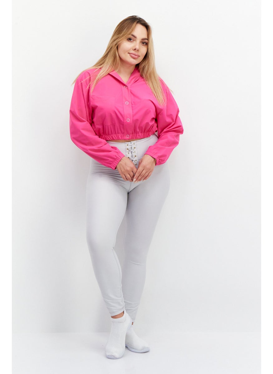 Women Sportswear Fit Long Sleeve Cropped Stretch Hoodie, Shocking Pink - pzsku/Z3E9D402CD41CDDA54ECDZ/45/_/1739110640/6047cdc8-1992-4d49-811e-becb75820b81