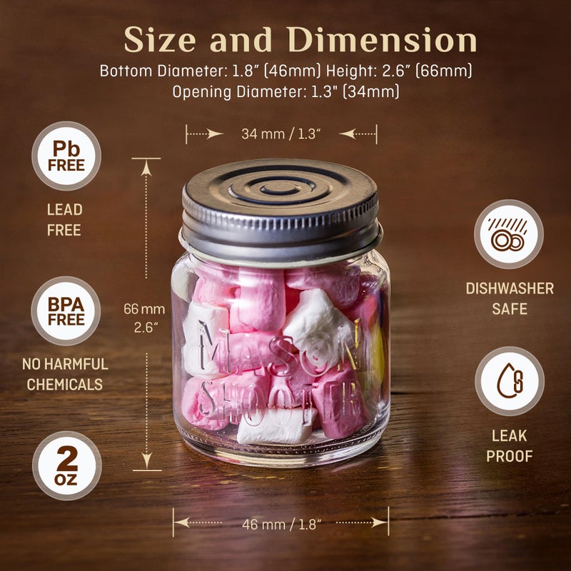 Hayley Cherie Small Mason Jar Shot Glasses with Lids (8 Pack) Tiny 2 oz Glass Jars with Lids, Ginger & Wellness Mini Shot Bottles, Juice, Tequila, Alcohol, Moonshine Shooter Set, Unique Christmas Gift, Bulk, Cute - Image 3