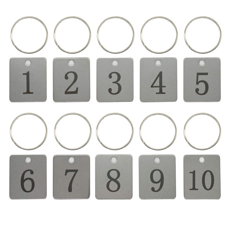 StayMax Rectangle Stainless Steel Number Tags Key Tags ID Tags with Key Rings 150