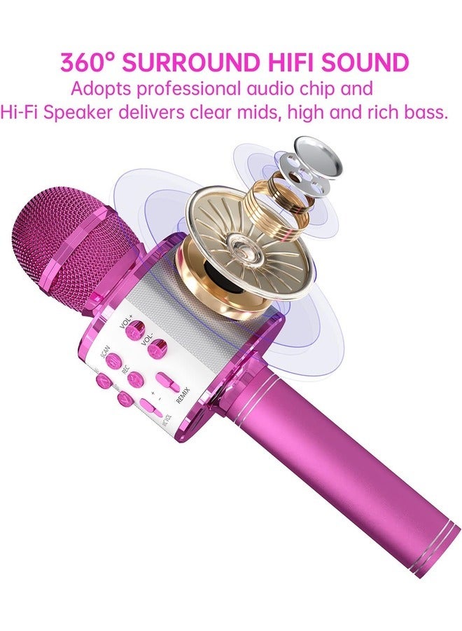 ELTRAZONE 2-Pack Wireless Bluetooth Karaoke Microphones - Portable Handheld Mic Speaker for All Ages (Rose Gold & Purple) - Image 3