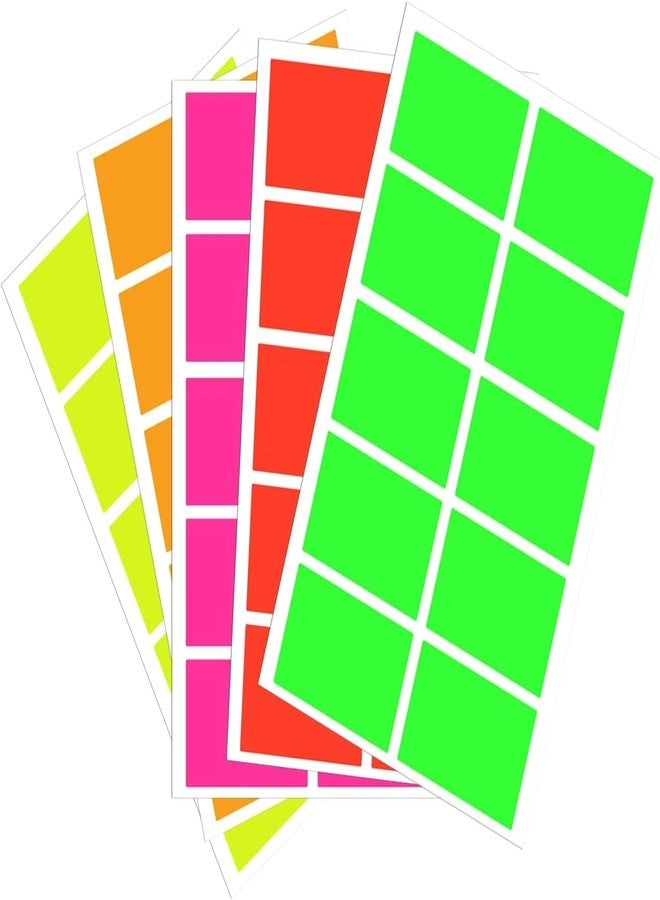 True-Ally ملصقات ترو-آلي متعددة الألوان الفلورية 500 قطعة، 50 × 25 مم، ذاتية اللصق، سطح قابل للكتابة، مناسبة لأنشطة الأطفال، وتصنيف الملفات، وعلب ماسون، وإدارة المخزون (متعددة الألوان) - Image 1